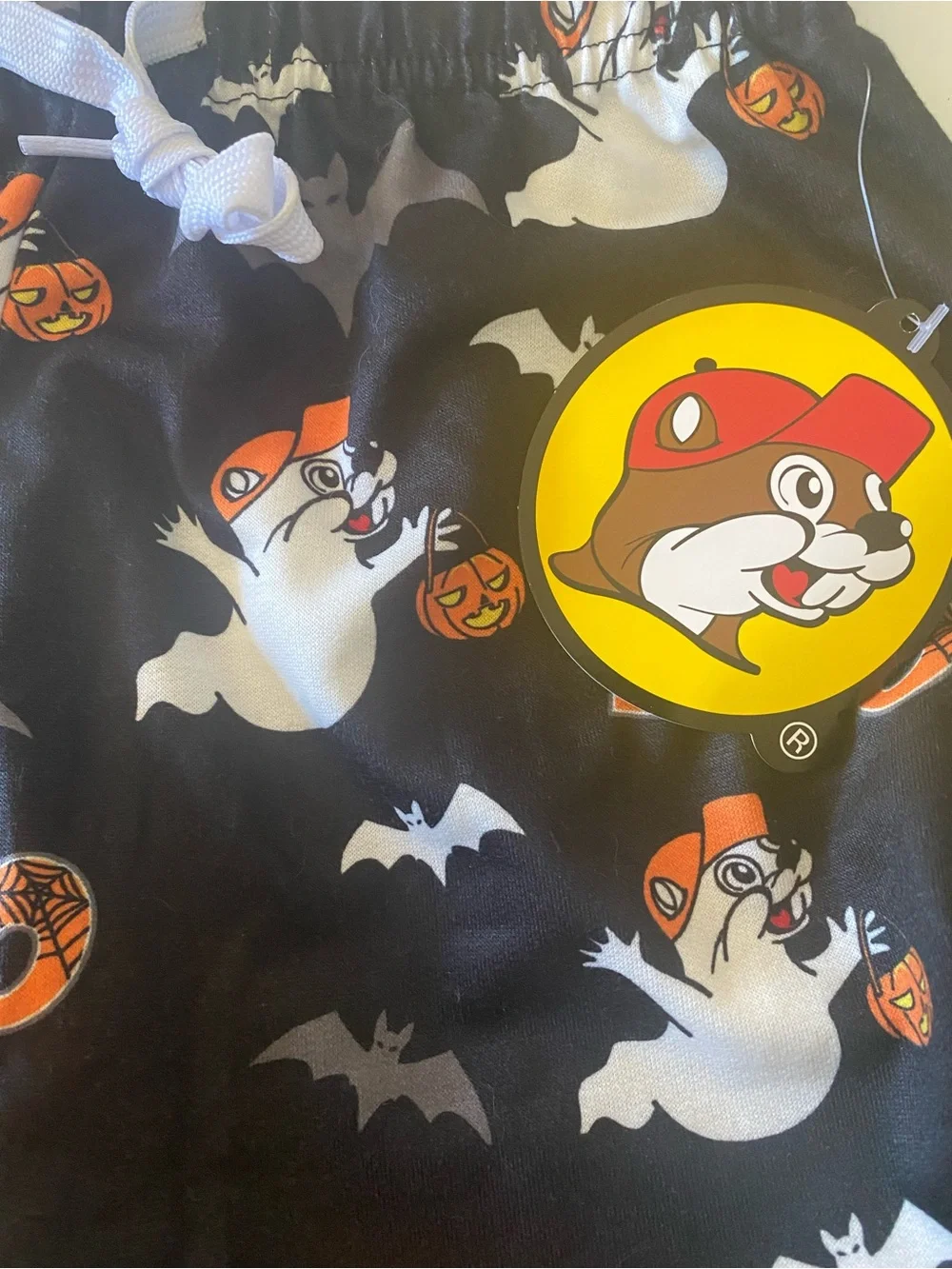Buc-ee's Glow In The Dark Black Halloween Tee & Boo Ghost Pants Set